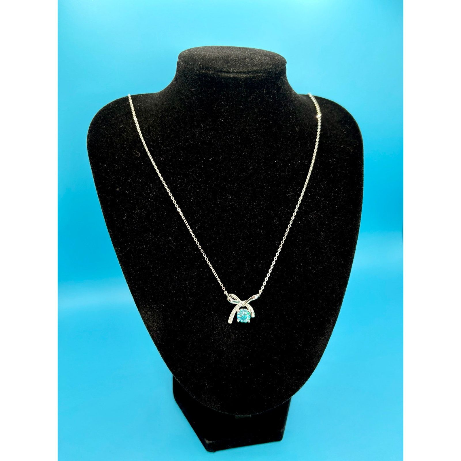 Jewelry NEW Aquamarine Moissanite Ring & Necklace in PT950 & AU750 Size ONE SIZE - 12 Thumbnail