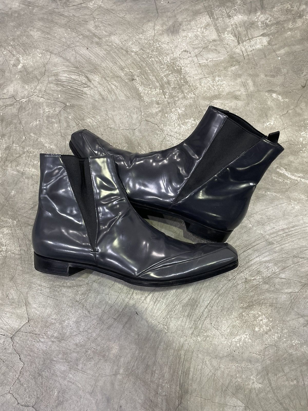 Prada Prada Patent Pointy Toe Boots Oxford Size US 12 / EU 45 - 1 Thumbnail
