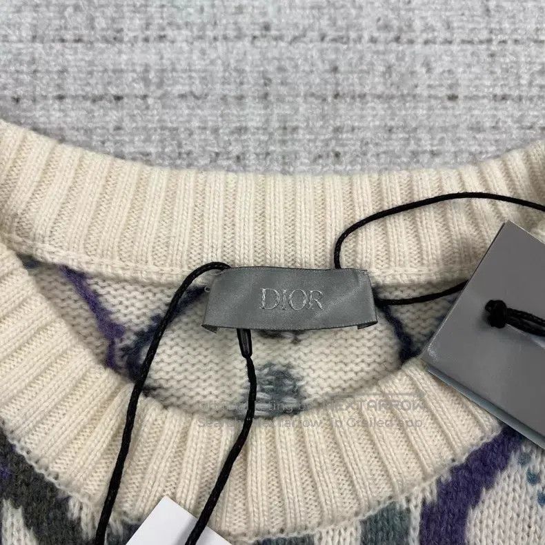 Dior Dior SS21 diamond jacquard round-neck knitted sweater Size US L / EU 52-54 / 3 - 4 Thumbnail