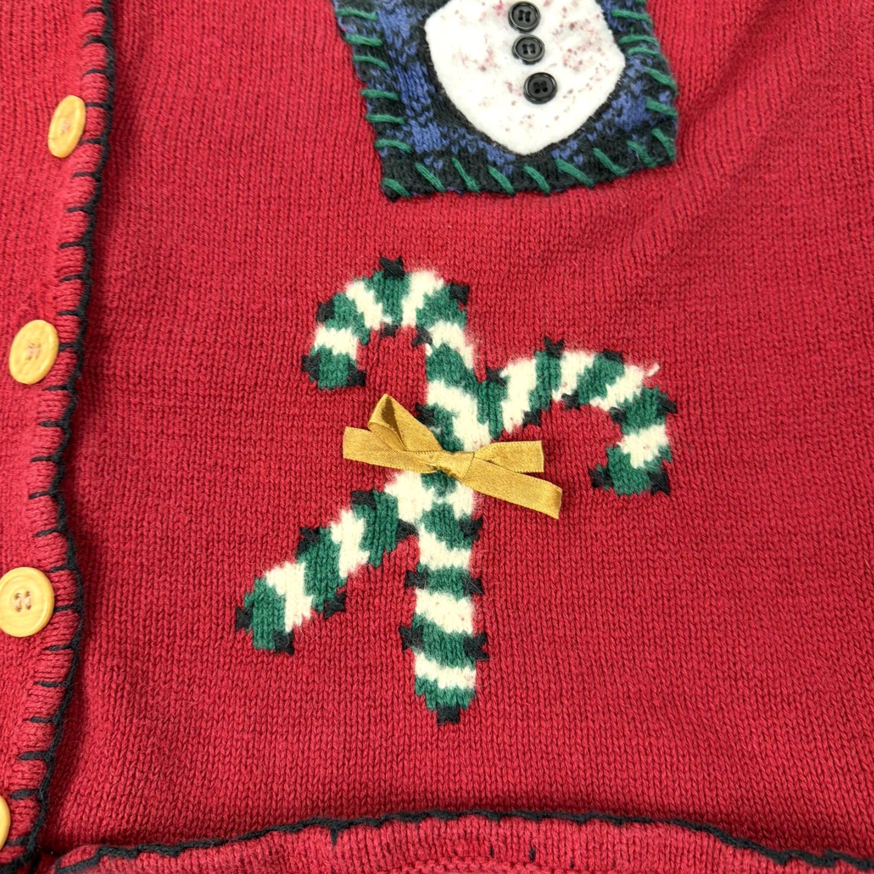 Jantzen Jantzen Sweater Vest Womens Large Red Christmas Holiday Ugly Christmas Embroidered Bow Button V-Neck Knit Sleeveless Size L / US 10 / IT 46 - 4 Thumbnail