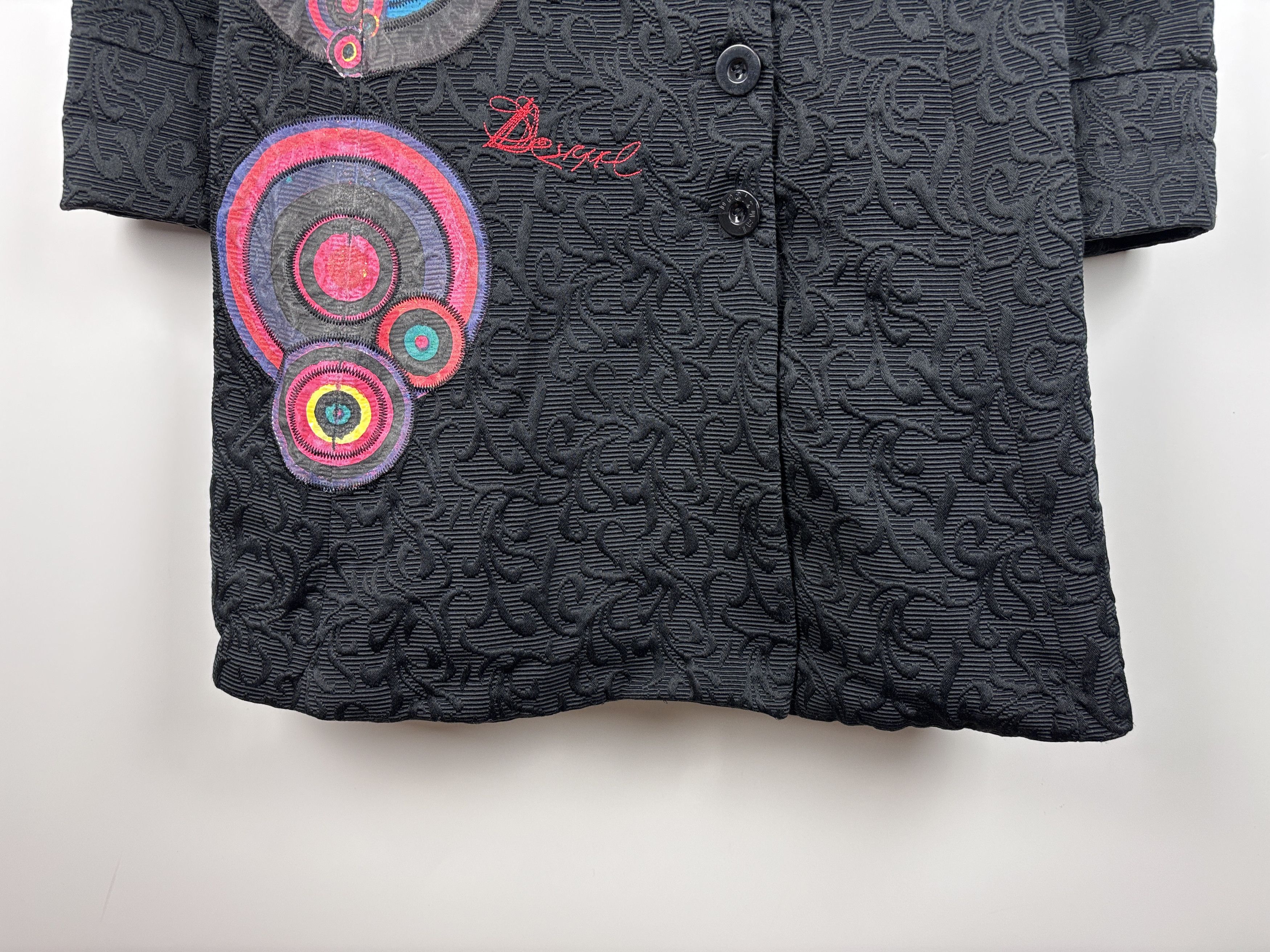Desigual Womens Desigual Textured Floral Coat Black Size 44 Size M / US 6-8 / IT 42-44 - 4 Thumbnail