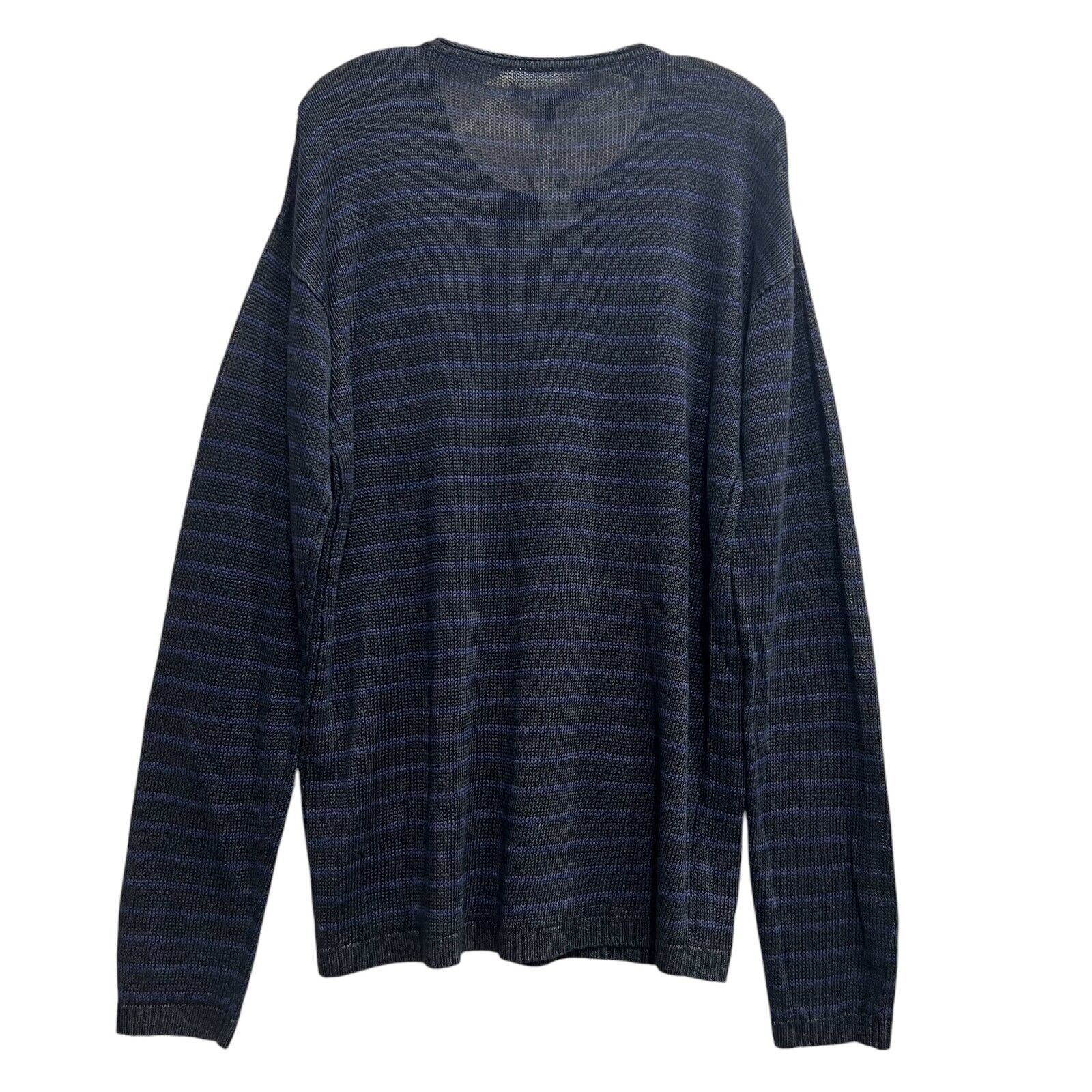 John Varvatos $200 NWD Midnight Striped LS Crewneck Linen Sweater Size US XL / EU 56 / 4 - 3 Thumbnail