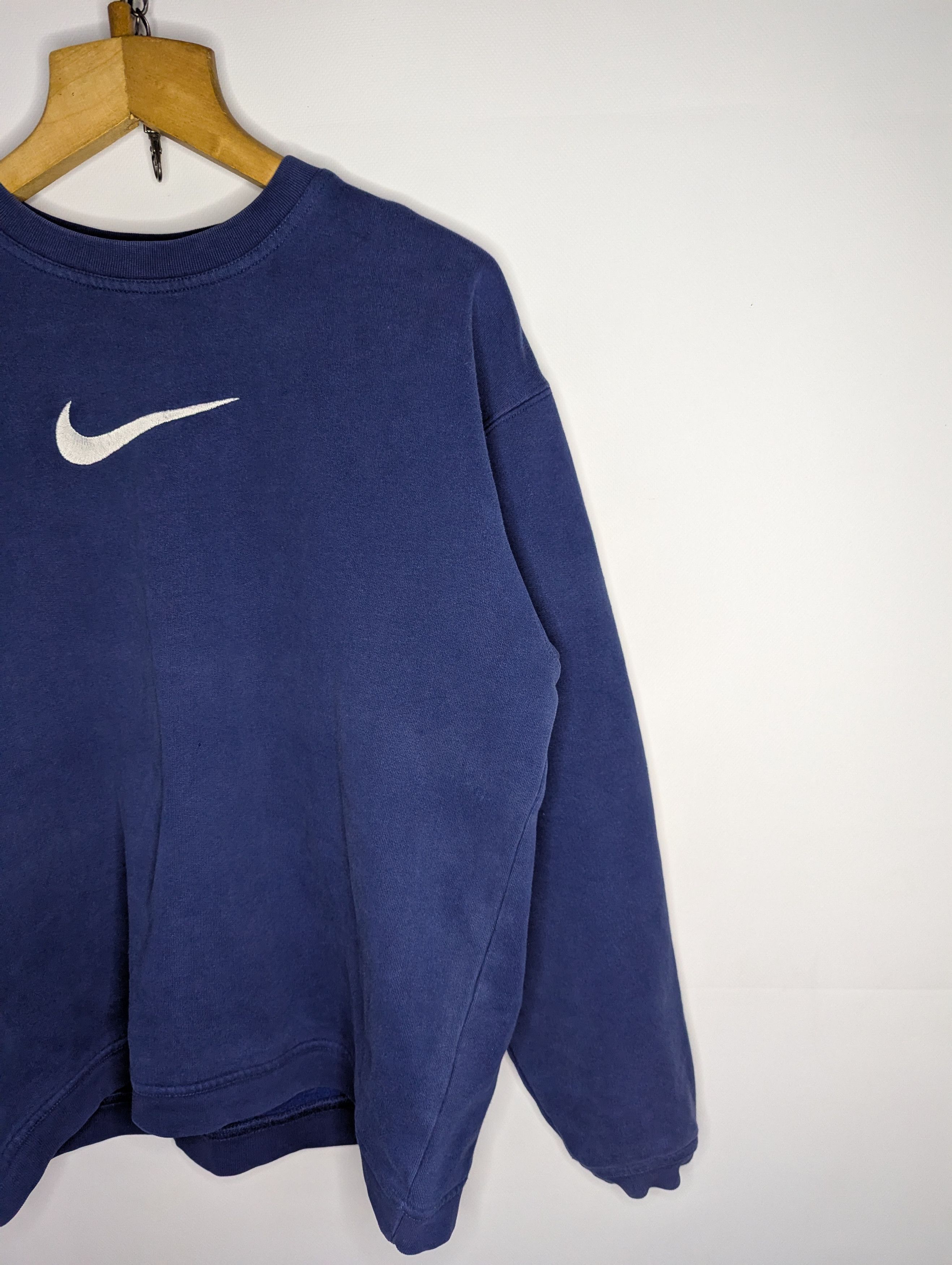 Nike × Vintage Women's Dark Blue Oversized Sweatshirt with Big Logo Swoosh Size M / US 6-8 / IT 42-44 - 6 Thumbnail