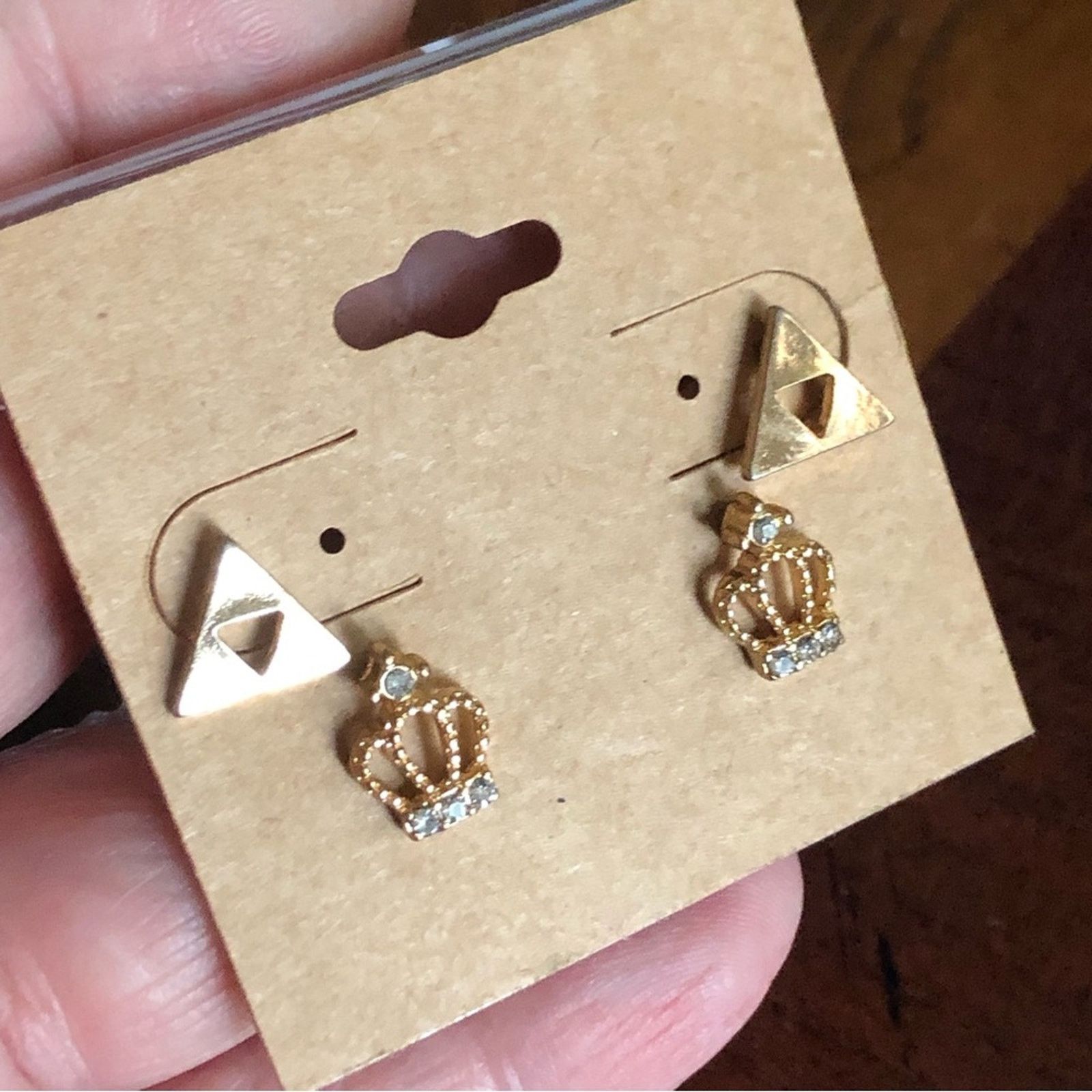 Jewelry Set of two gold tone pairs of fashion post earrings Size ONE SIZE - 3 Thumbnail