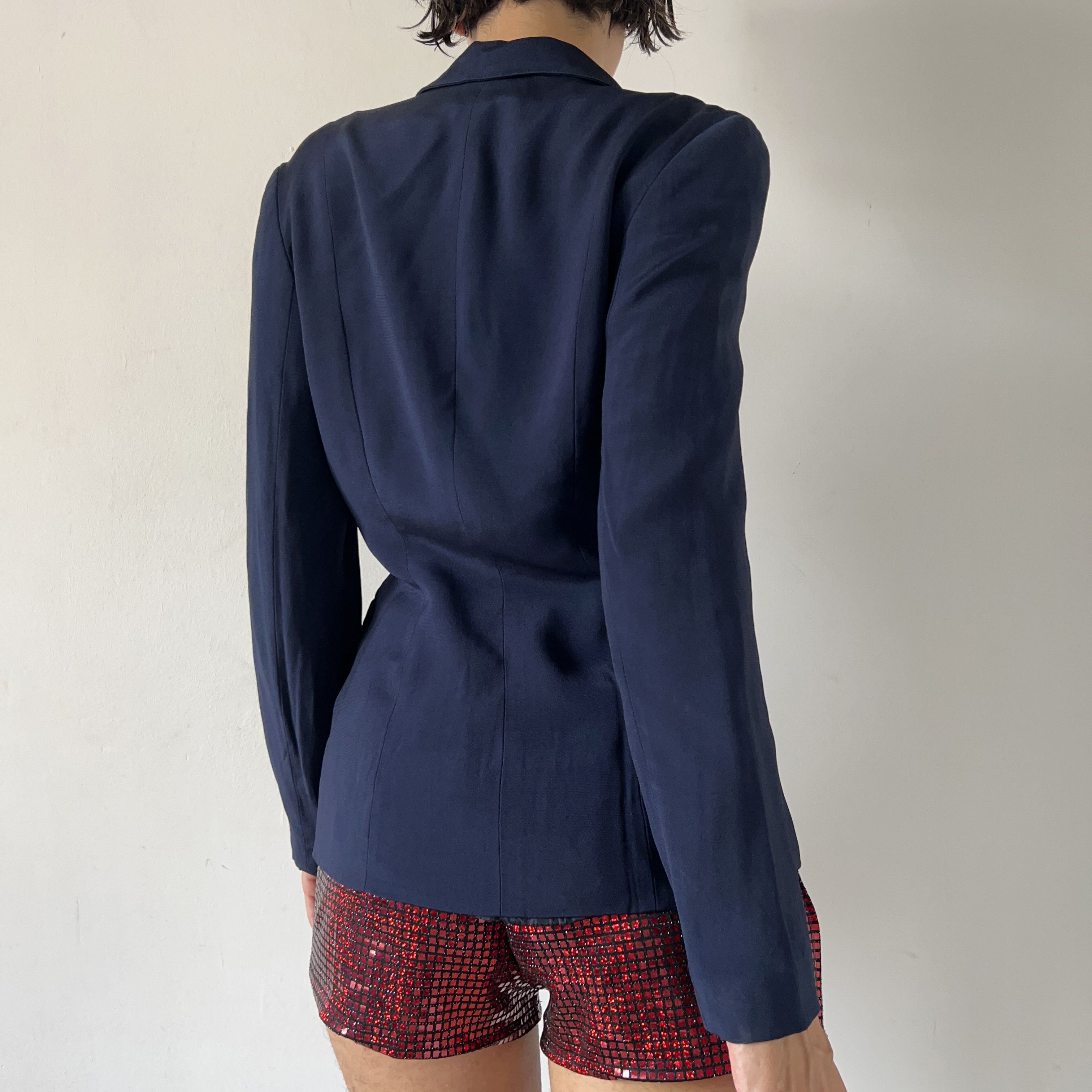 Vintage Vintage velvet trim blue wimsygoth blazer jacket Size S / US 4 / IT 40 - 2 Thumbnail