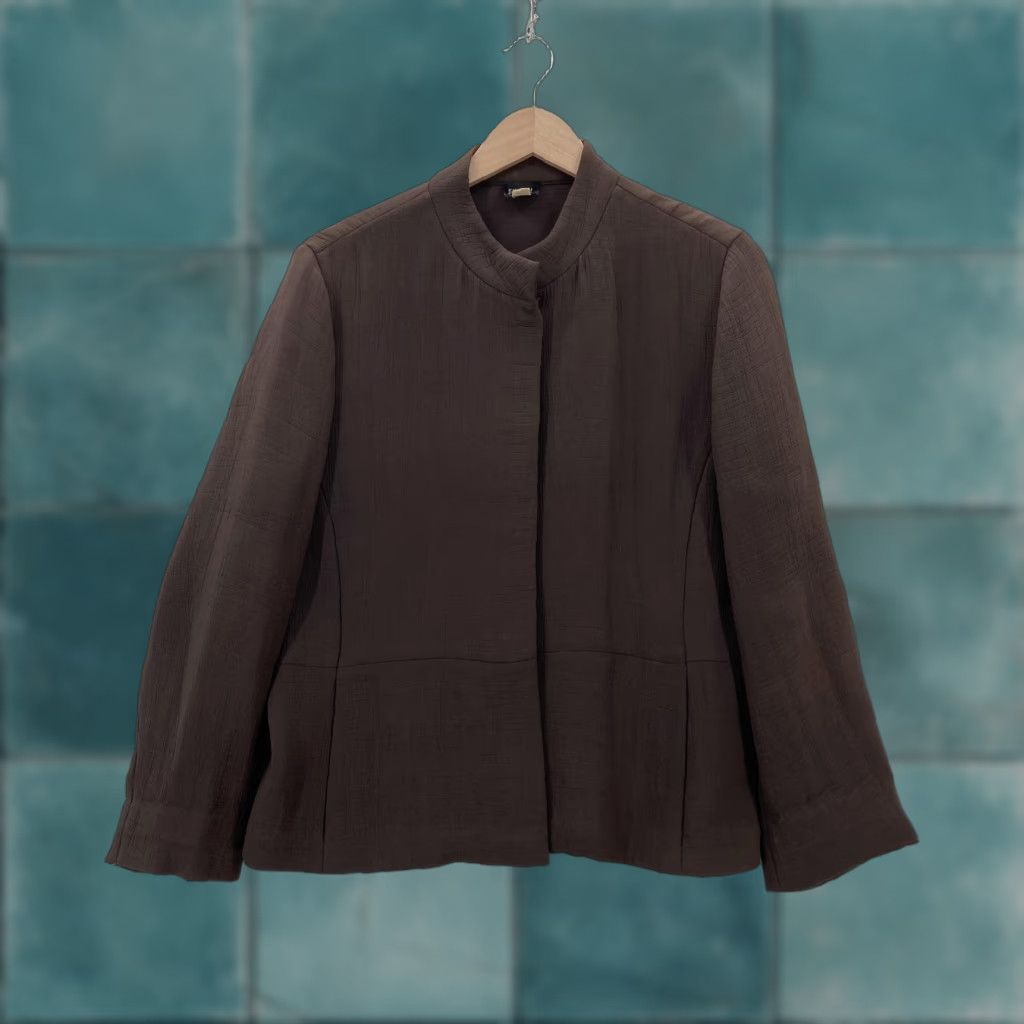 Eileen Fisher Eileen Fisher Jacket Small Brown Rayon Silk Blend Textured Button Up Blazer Womens Size S / US 4 / IT 40 - 1 Thumbnail