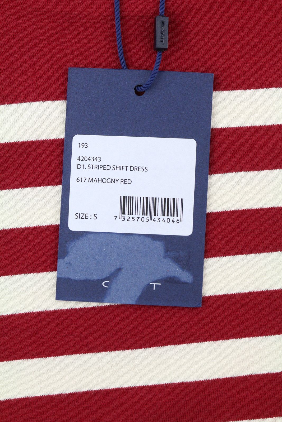 Gant STRIPED SHIFT S Burgundy Round Neck Dress 85006 Size S / US 4 / IT 40 - 10 Thumbnail