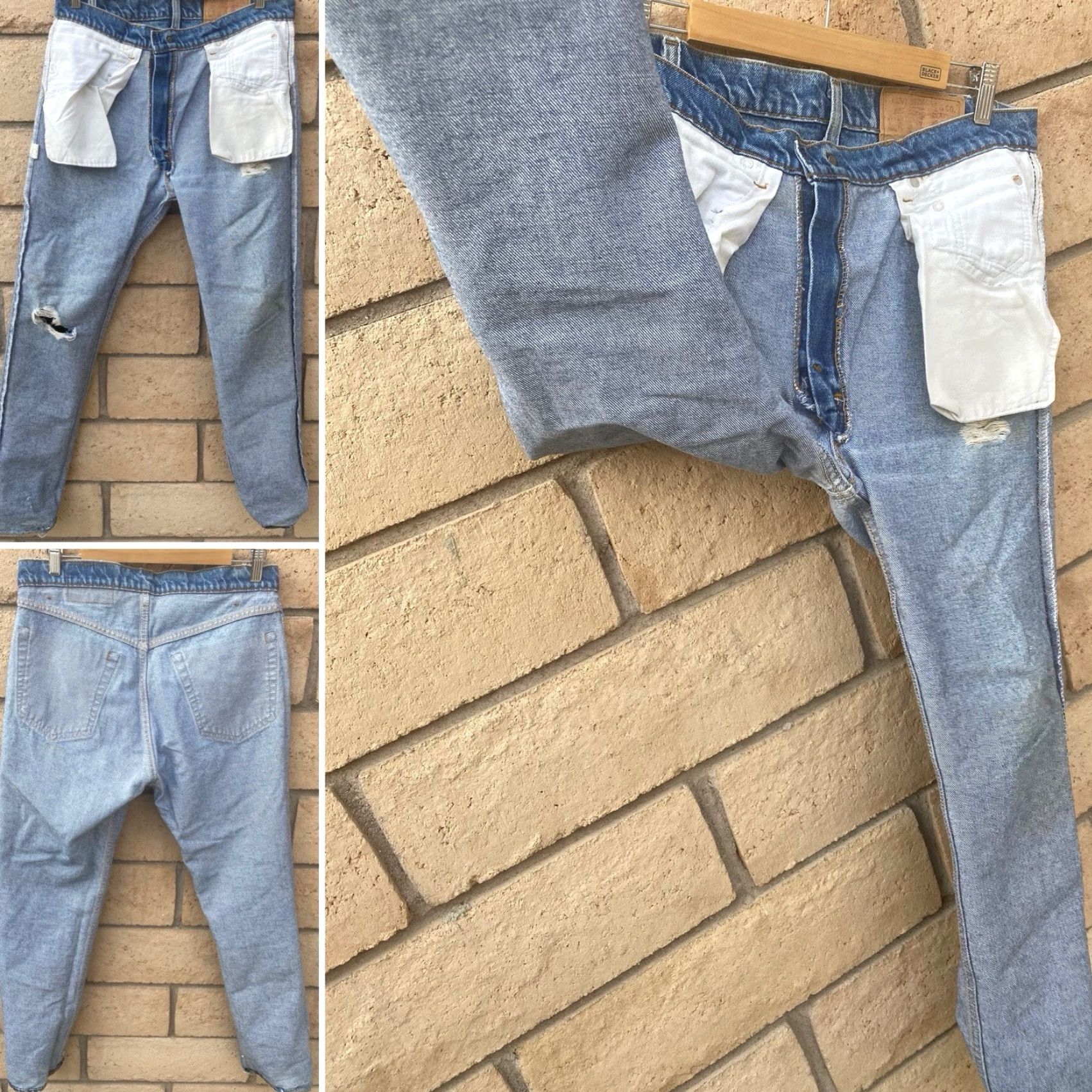 Levi's VINTAGE Levi's Jeans Distressed Worn Holes 34x31 See Measurements 5-Pocket Zip Fly Men Blue Denim Cotton 1980s-90s Size US 34 / EU 50 - 5 Thumbnail