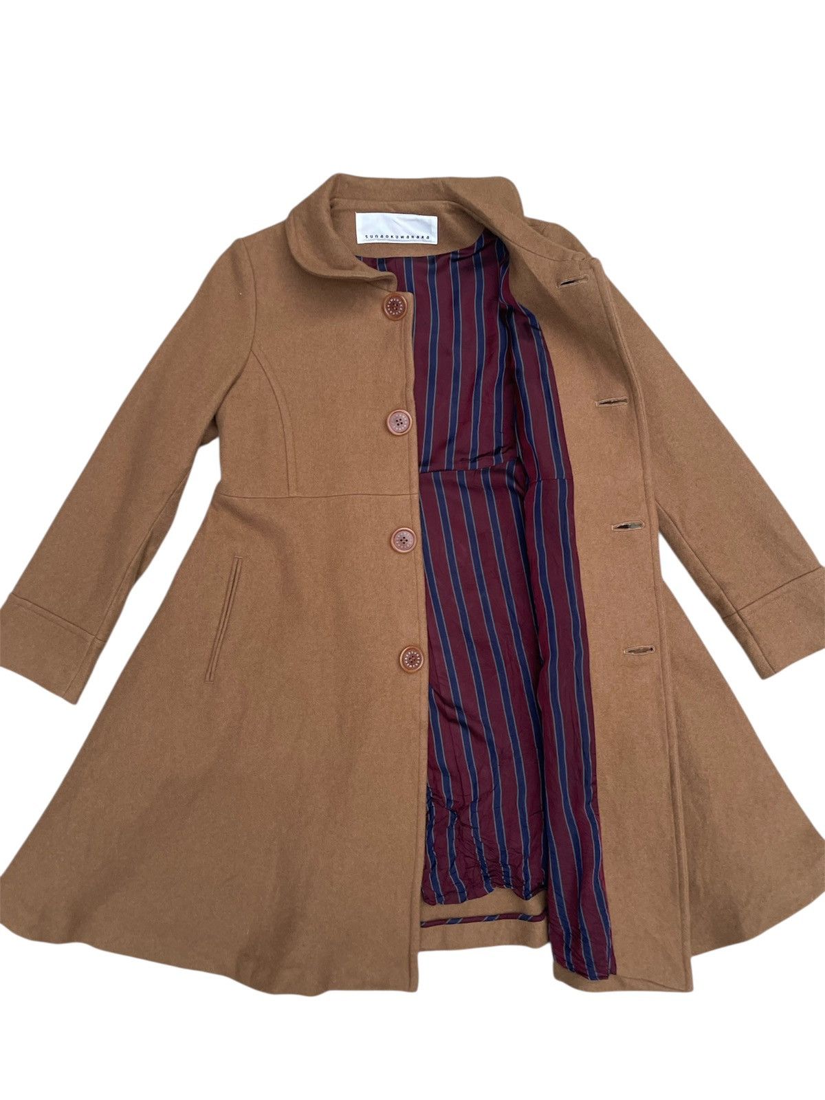 Designer × Issey Miyake × Sunao Kuwahara Rare Sunaokuwahara Brown Flared Coat – Japanese Avant-Garde Size M / US 6-8 / IT 42-44 - 2 Thumbnail