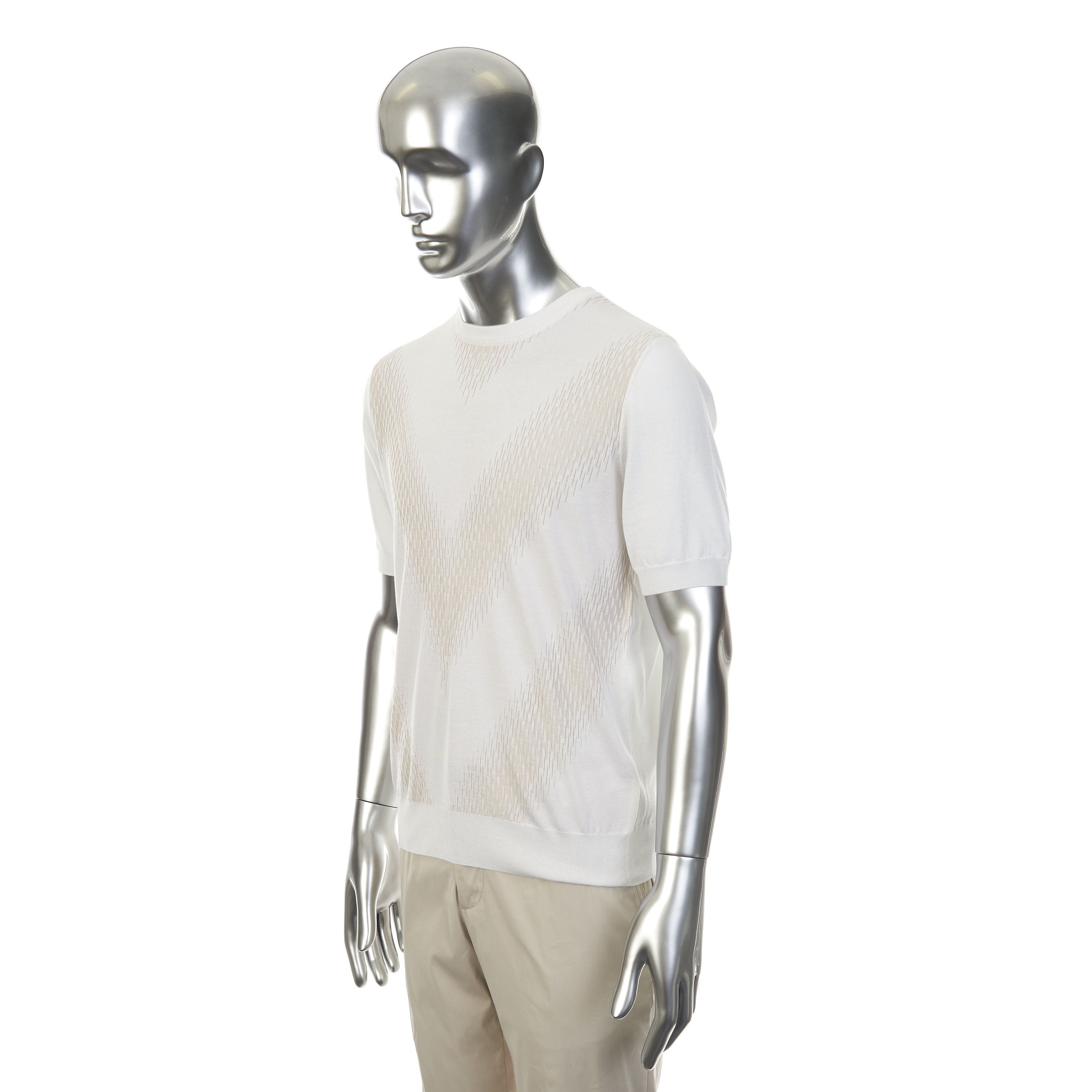 Zilli Beige Casual Short Sleeves Sweater with V Patern Size US M / EU 48-50 / 2 - 2 Thumbnail