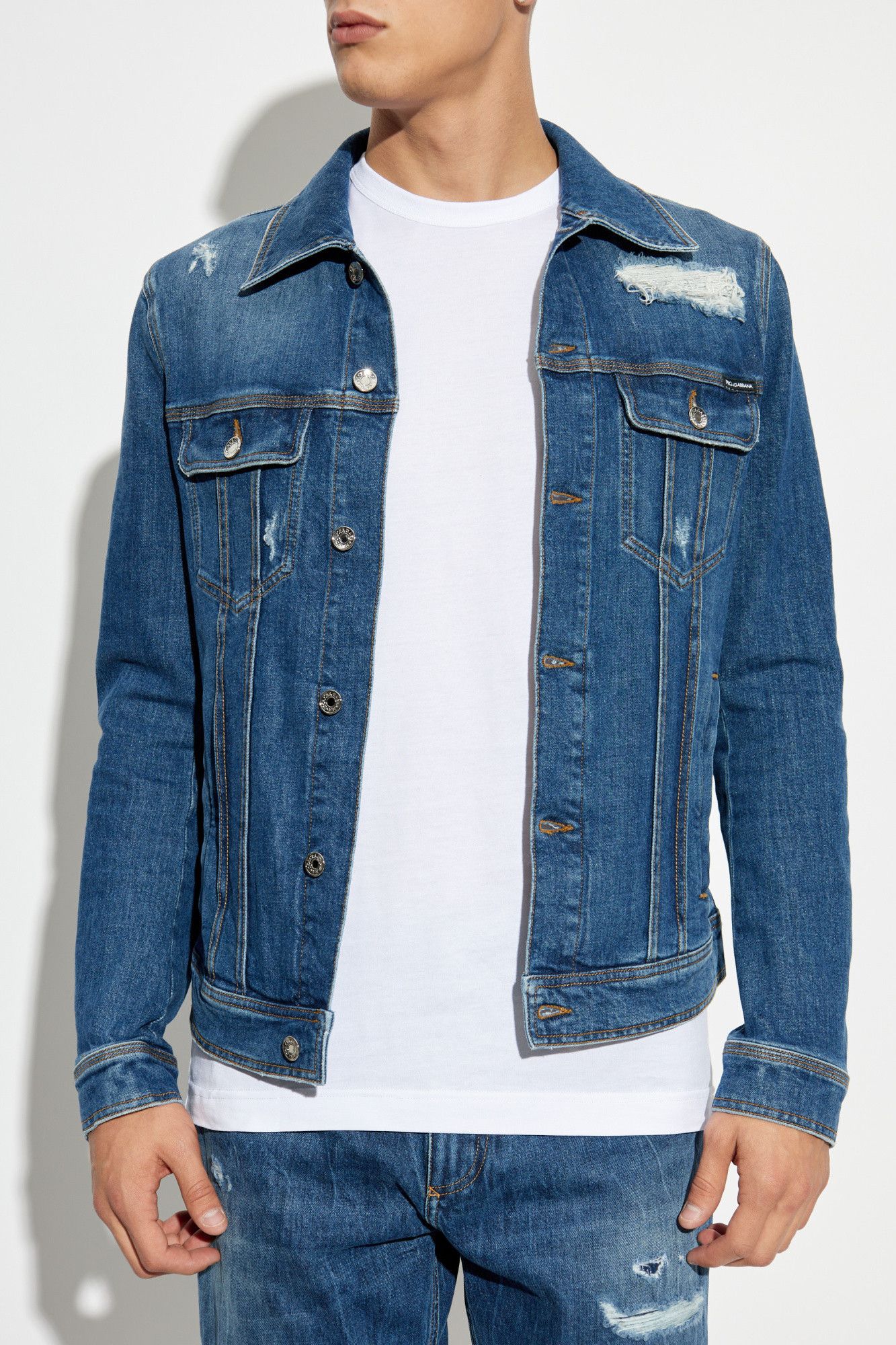 Dolce & Gabbana o1s22i1n0225 Stretch Denim Jacket in Blue Size US M / EU 48-50 / 2 - 3 Thumbnail