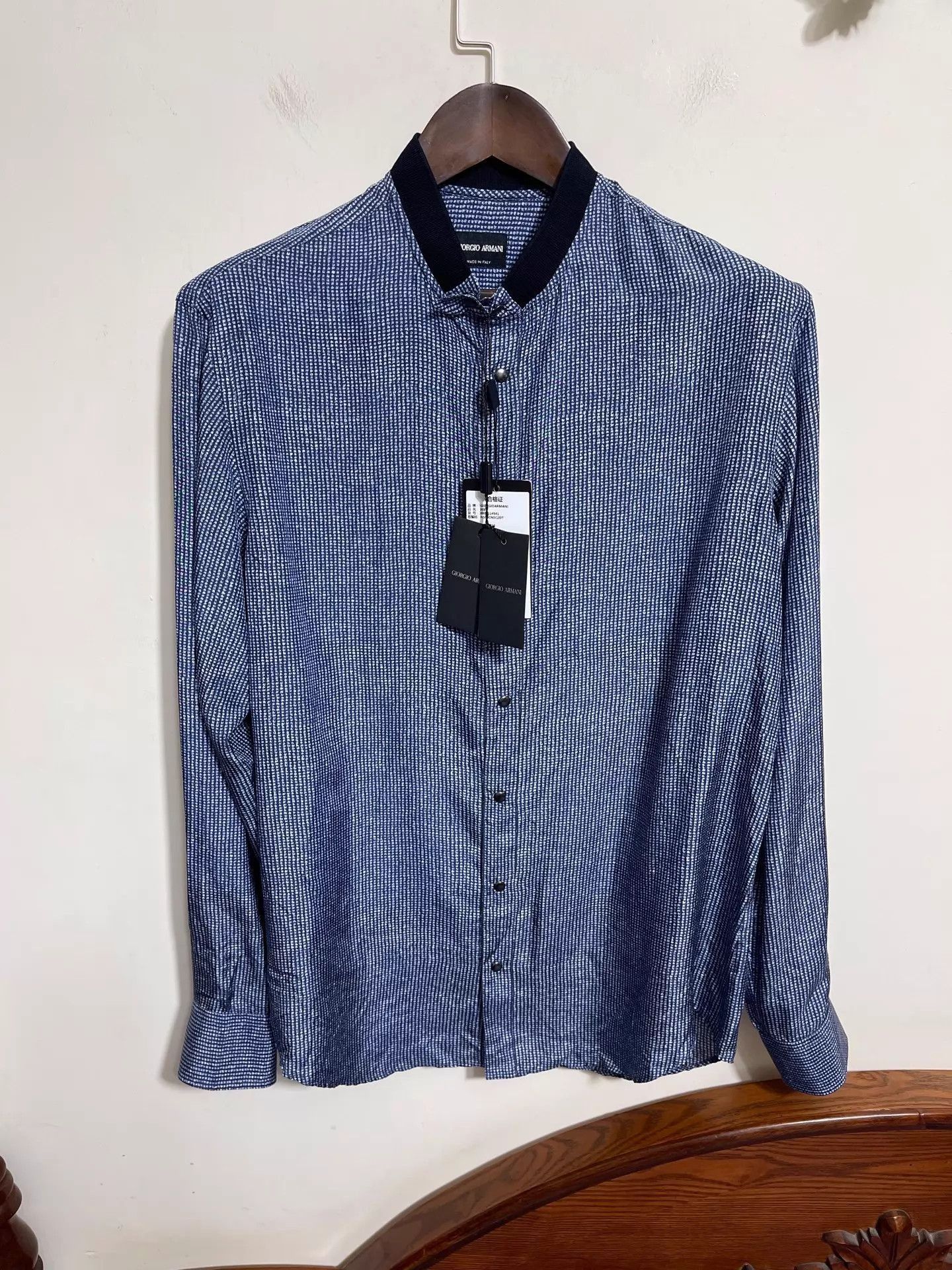 Giorgio Armani Blue Long-Sleeve Button-Up Shirt Size US XXS / EU 40 - 1 Thumbnail