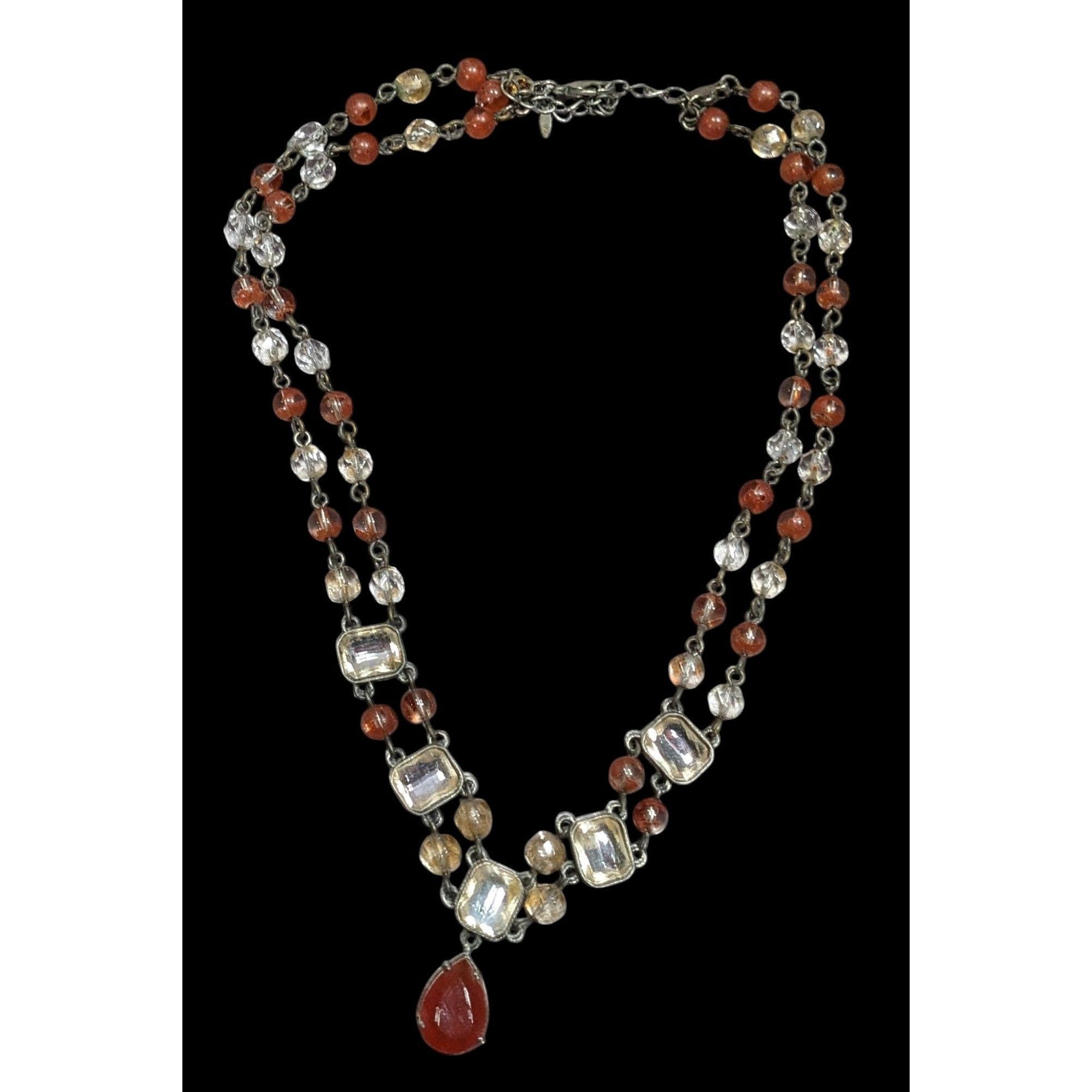 Other Vintage Avon 80s Clear And Brown Beaded Gemmed Necklace Size ONE SIZE - 2 Thumbnail