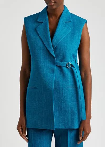 Jil Sander o1y0925 Sleeveless Blazer in Turquoise Size M / US 6-8 / IT 42-44 - 2 Thumbnail