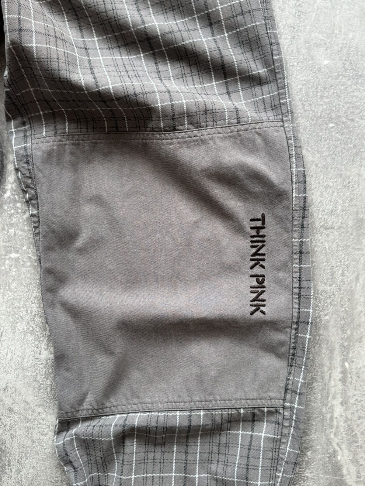 Japanese Brand Vintage Think Pink Climbing Checkered Patchwork Cotton Pants Size US 34 / EU 50 - 3 Thumbnail