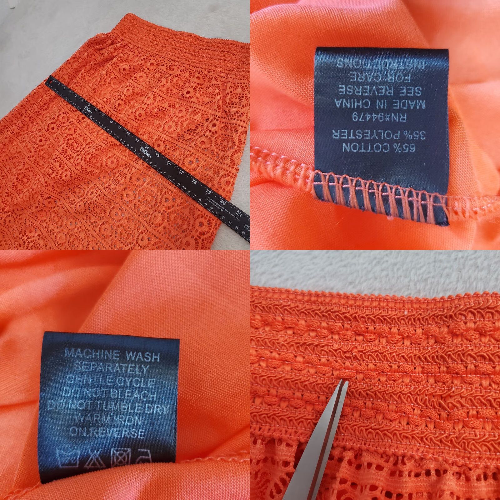 Vintage VINTAGE Me 2 Magic Maxi Skirt Women M Orange Eyelet Lace Overlay Elastic Waist Boho Size 32" / US 10 / IT 46 - 8 Thumbnail