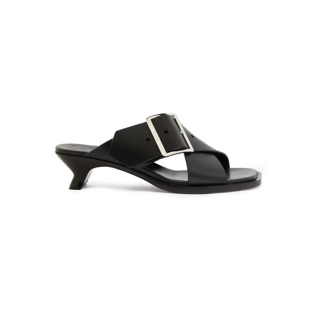 Loewe o1in1g0526 Petal Leather Buckle Slide Sandals in Black Size US 7 / IT 37 - 1 Thumbnail