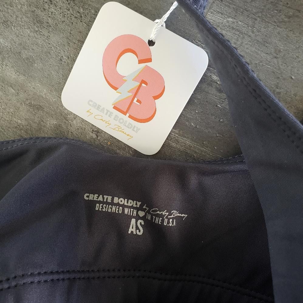 Designer Grey Navy Create Boldly Crop Tank Sport Bra Size ONE SIZE - 3 Thumbnail