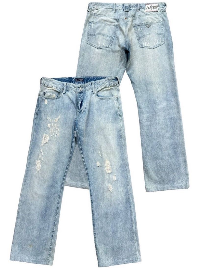 Armani Jeans Faded Distressed Loose Fit Denim Jeans 35x31