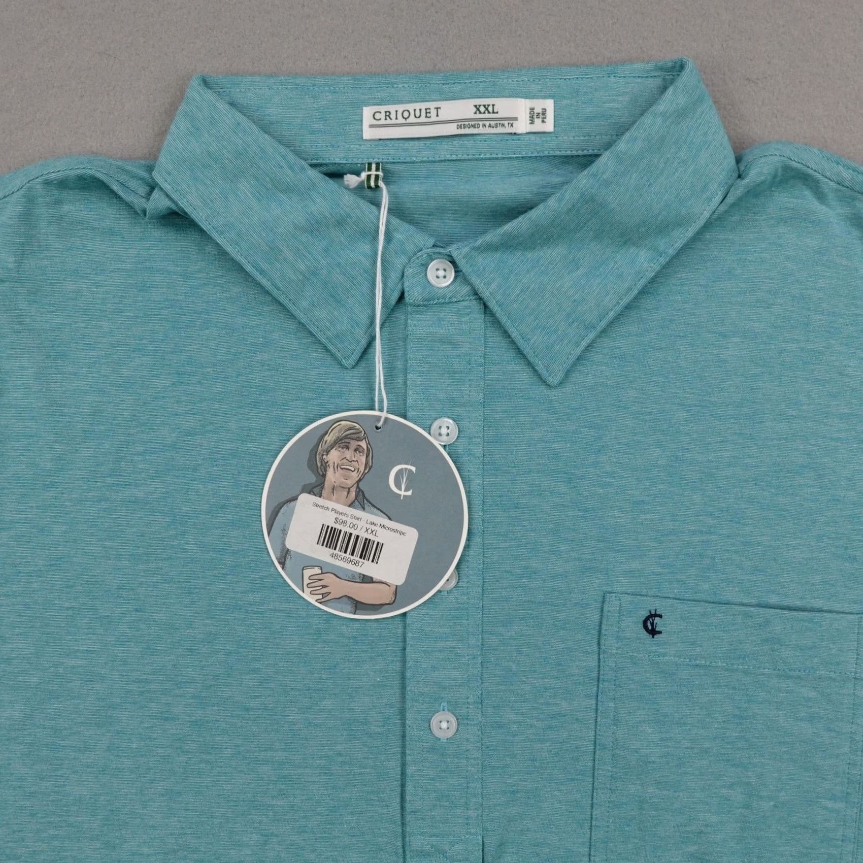 Vintage Criquet Polo Shirt Mens 2XL Blue Lake Microstripe Stretch Players Flex NEW NWT Size US XXL / EU 58 / 5 - 2 Thumbnail