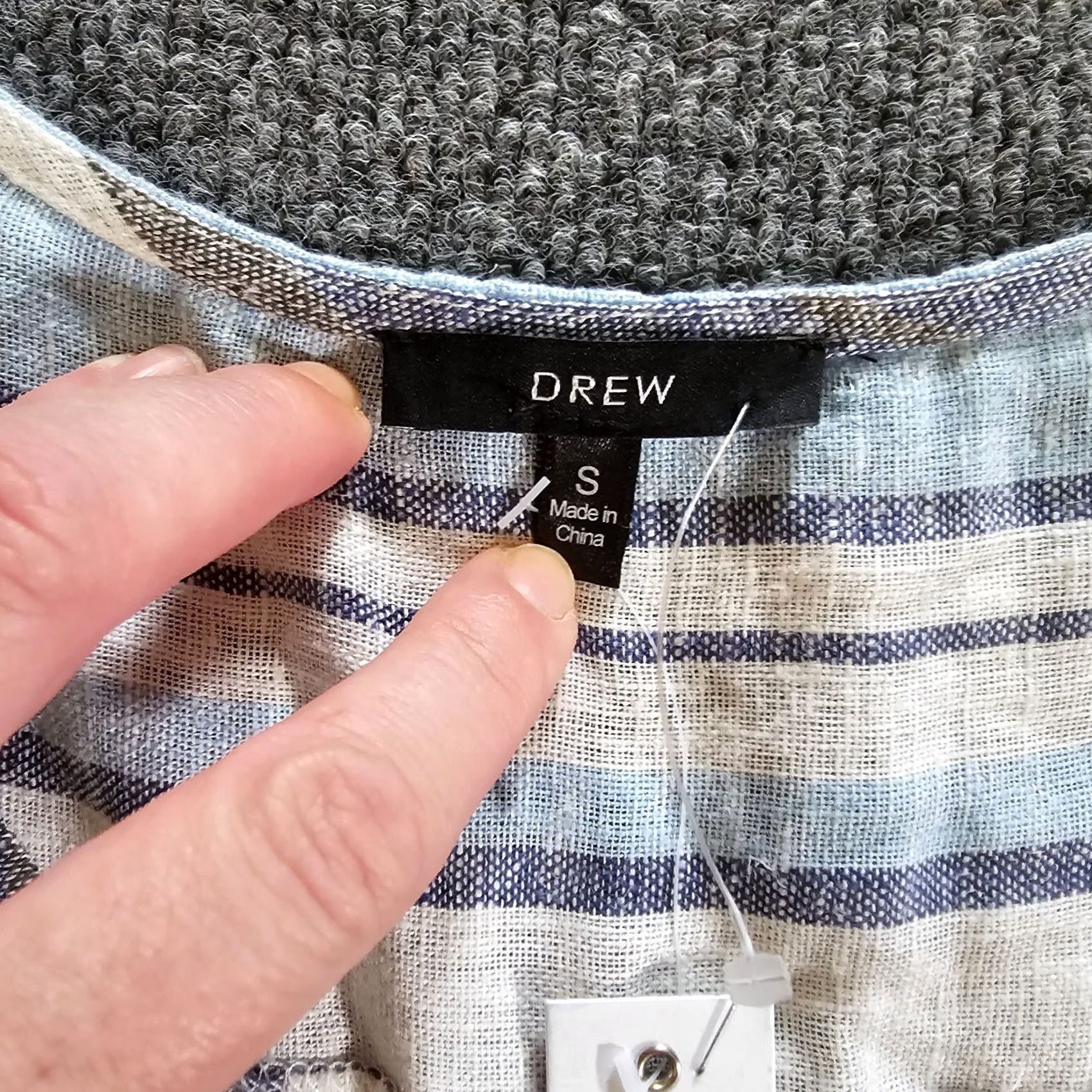 Drew Drew Dress Womens Small Blue White Striped Linen Tie Waist Sleeveless Casual Beach Resort Adjustable Belted Bohemian Modern Spring Summer Womens Size S / US 4 / IT 40 - 3 Thumbnail