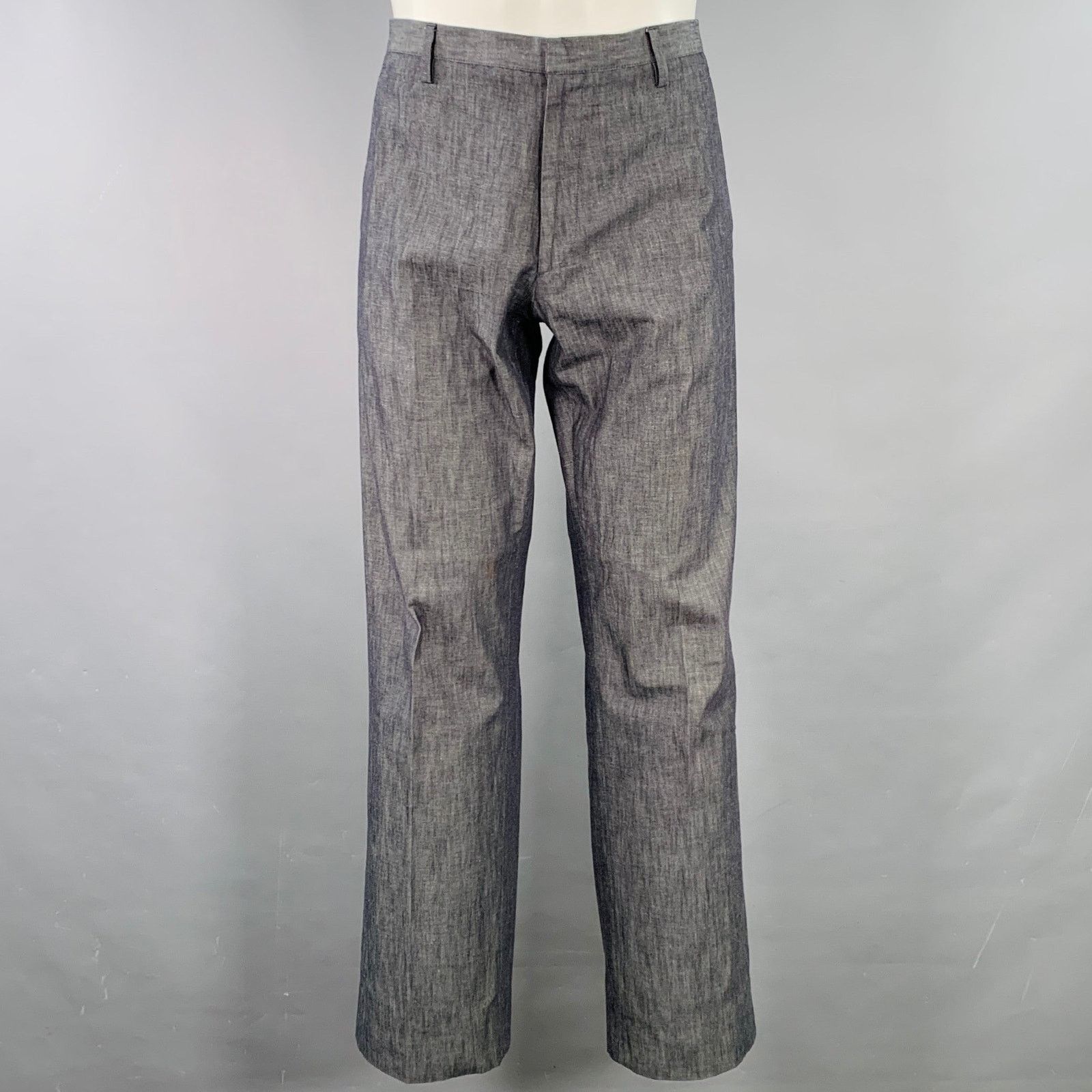Calvin Klein CALVIN KLEIN Grey Charcoal Cotton Linen Blend Suit Size 40S - 4 Thumbnail