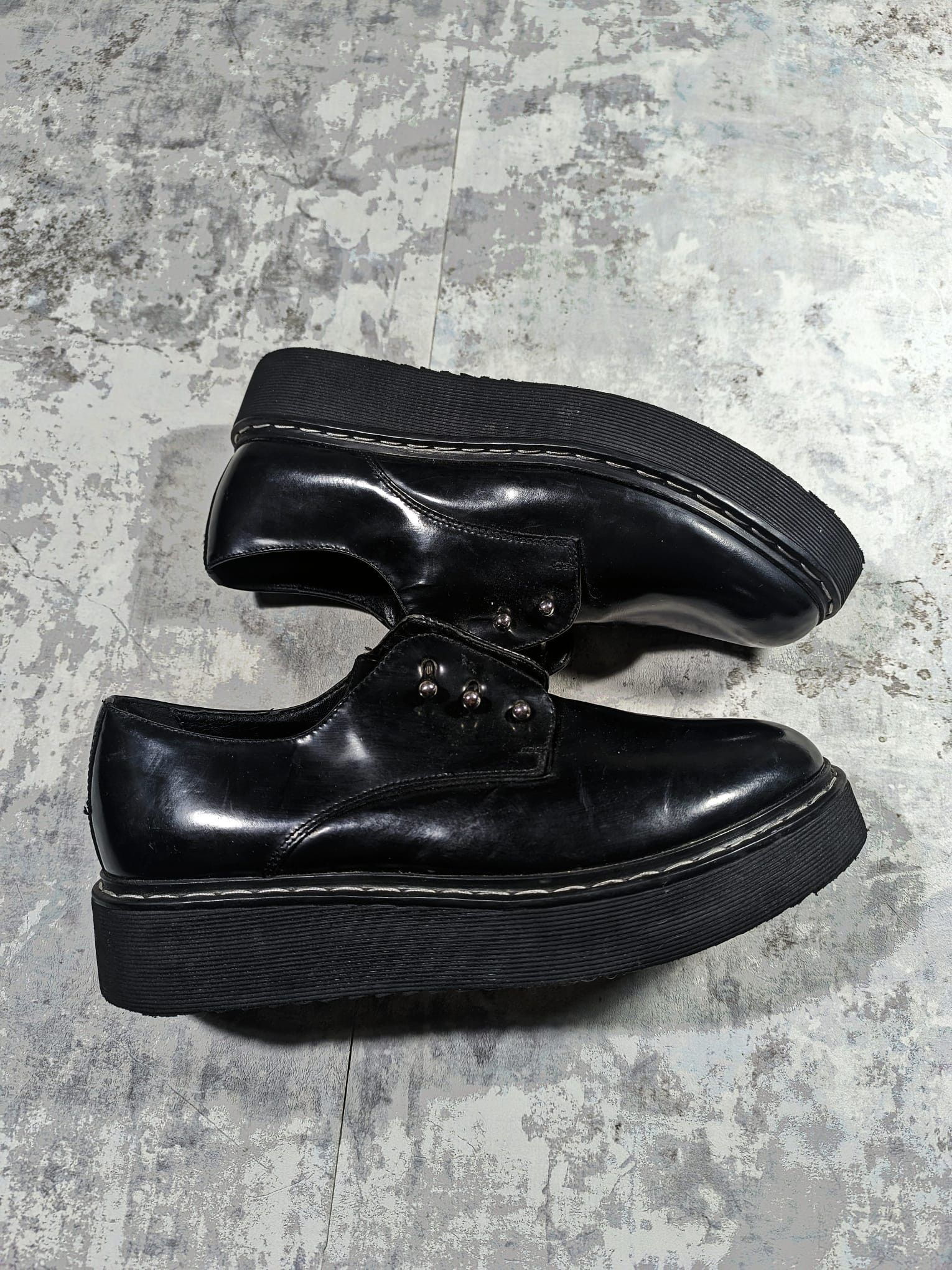 Japanese Brand Chunky AvantGarde Black leather punk shoes Size US 6 / EU 39 - 2 Thumbnail