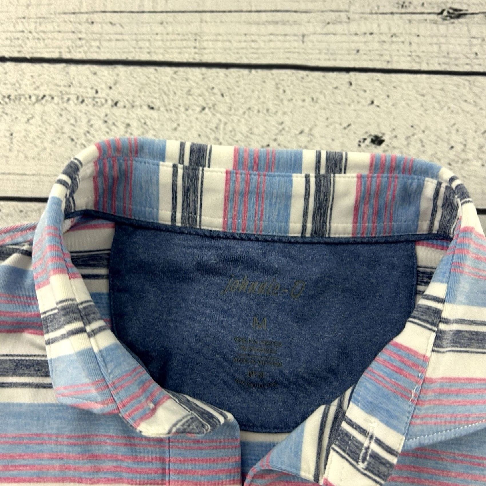 johnnie-O johnnie-O Short Sleeve Striped Golf Polo Shirt Men M Blue Pink Size US M / EU 48-50 / 2 - 2 Thumbnail