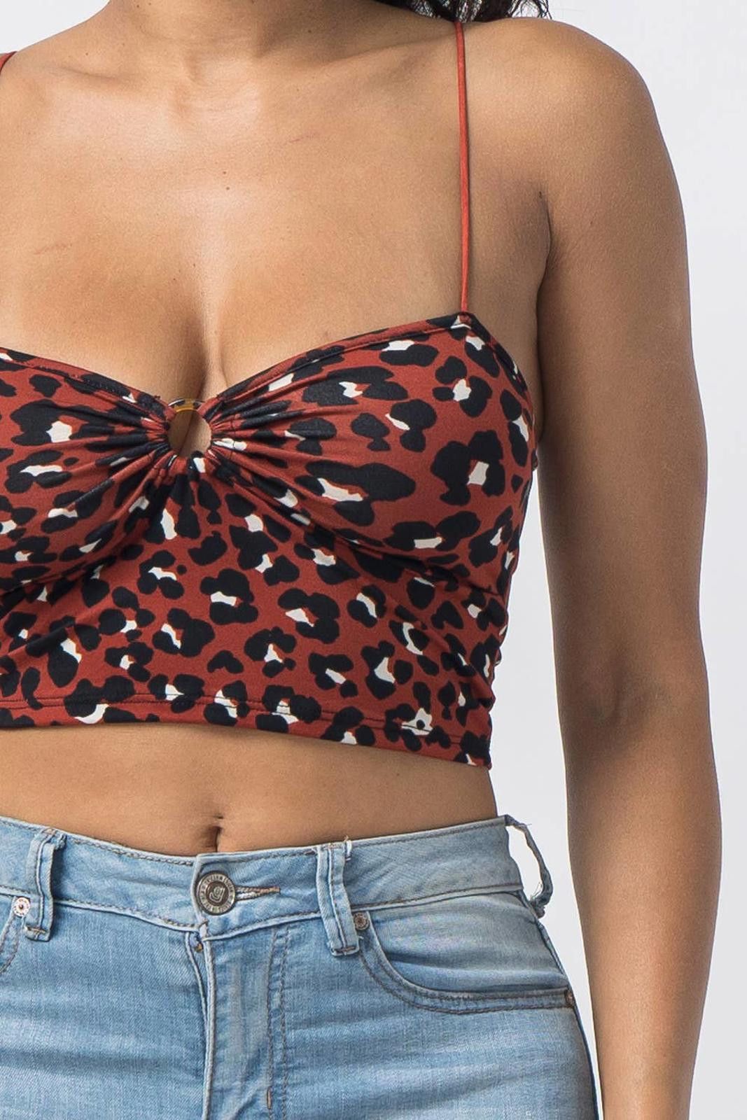 Other Animal Print Leopard Sleeveless O Ring Crop Top Julia Size S / US 4 / IT 40 - 7 Thumbnail