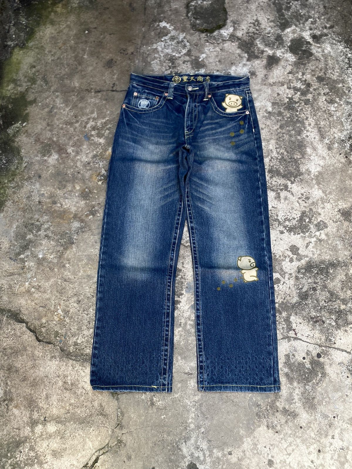 Japanese Brand Japanese Brand Buden Shouten Pig Graphic Printed Denim Pants Size US 31 - 1 Thumbnail