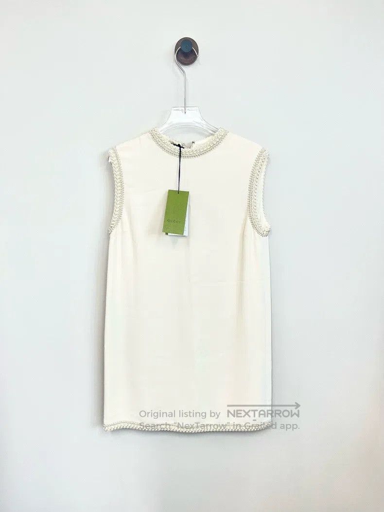 Gucci Gucci Off-white court-style woven rolled-edge sleeveless d Size XS / US 0-2 / IT 36-38 - 1 Thumbnail