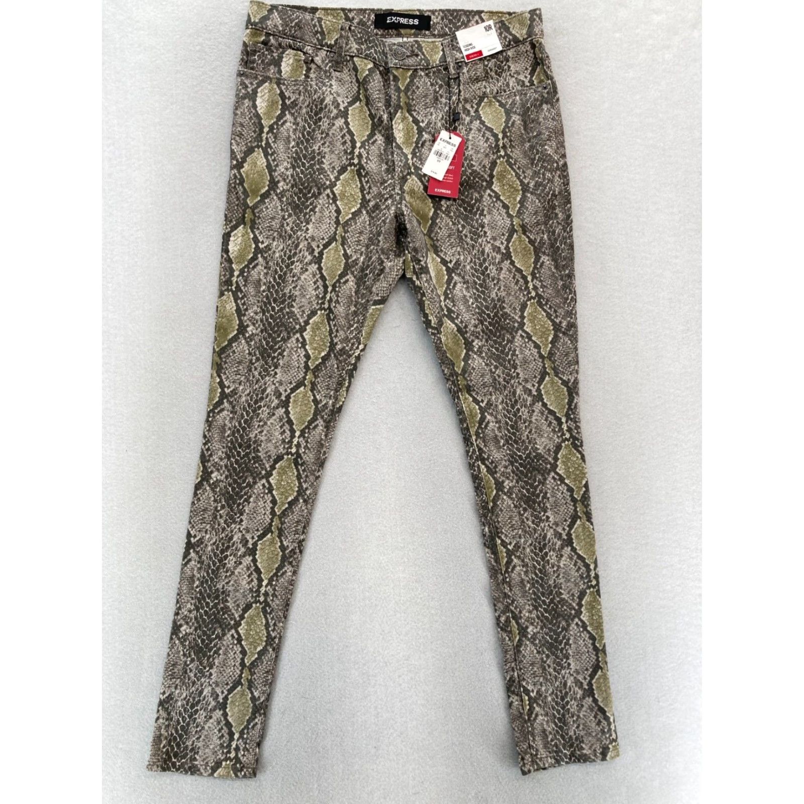 Express Express Leggings Women's 10 Brown Snakeskin High Rise Stretch Supersoft Pants Size 32" / US 10 / IT 46 - 2 Thumbnail