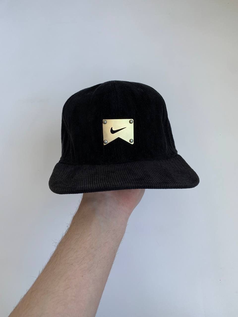 Nike × Vintage Vintage Nike Cap Velvet Corduroy Swoosh 90s Metal Logo Size ONE SIZE - 1 Thumbnail