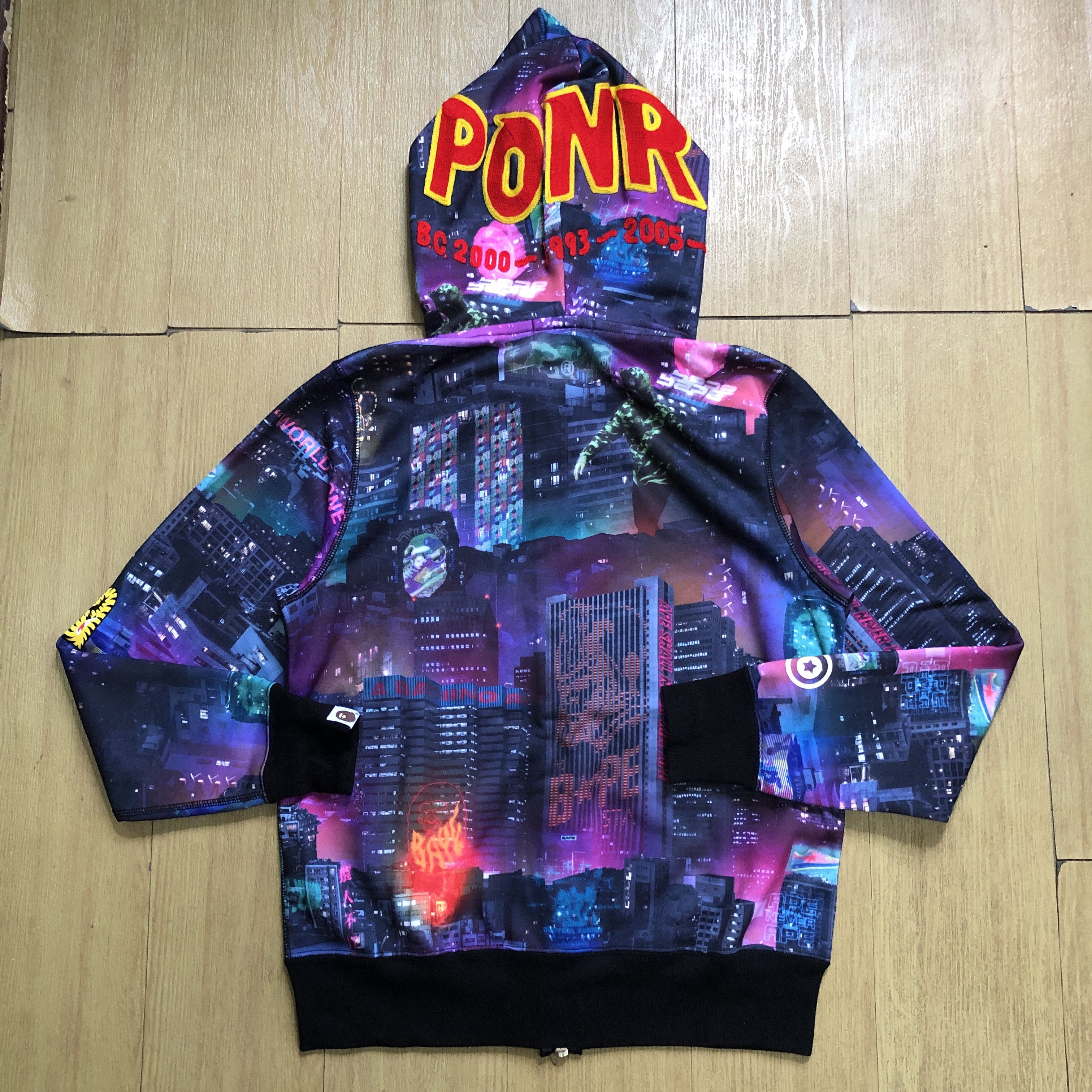 Bape Neon Tokyo Shark Wide Full Zip Hoodie Size US S / EU 44-46 / 1 - 2 Thumbnail