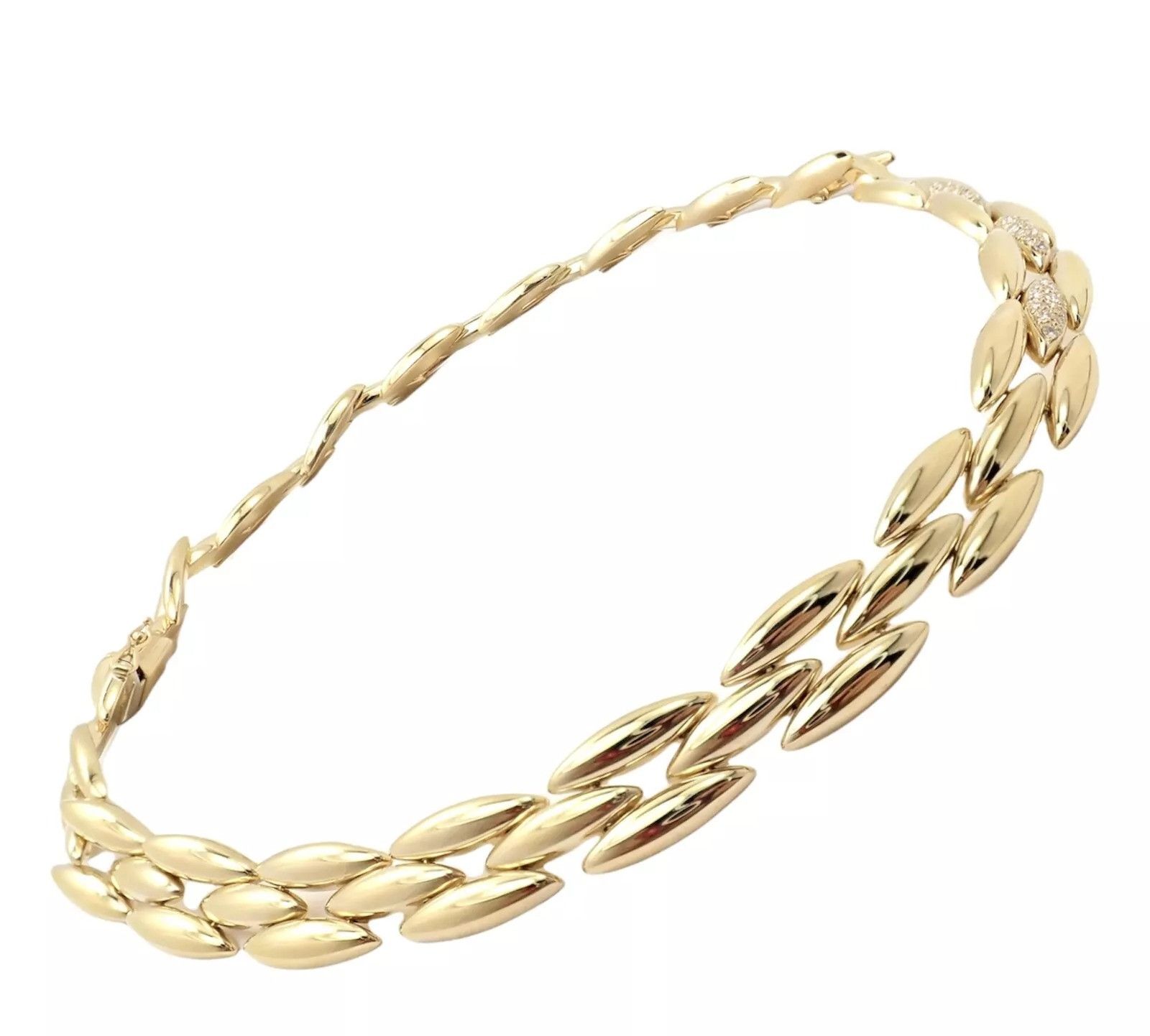 Cartier Cartier 18k Diamond Three Row Gentiane Rice Link Necklace Size ONE SIZE - 4 Thumbnail