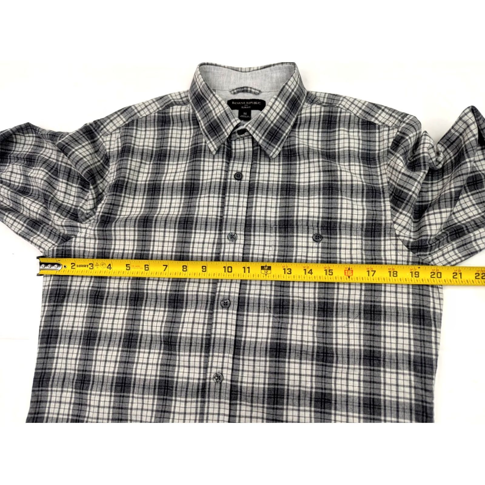 Banana Republic Banana Republic Black White Plaid Cotton Flannel Button Shirt Men M Slim Fit Size US M / EU 48-50 / 2 - 5 Thumbnail