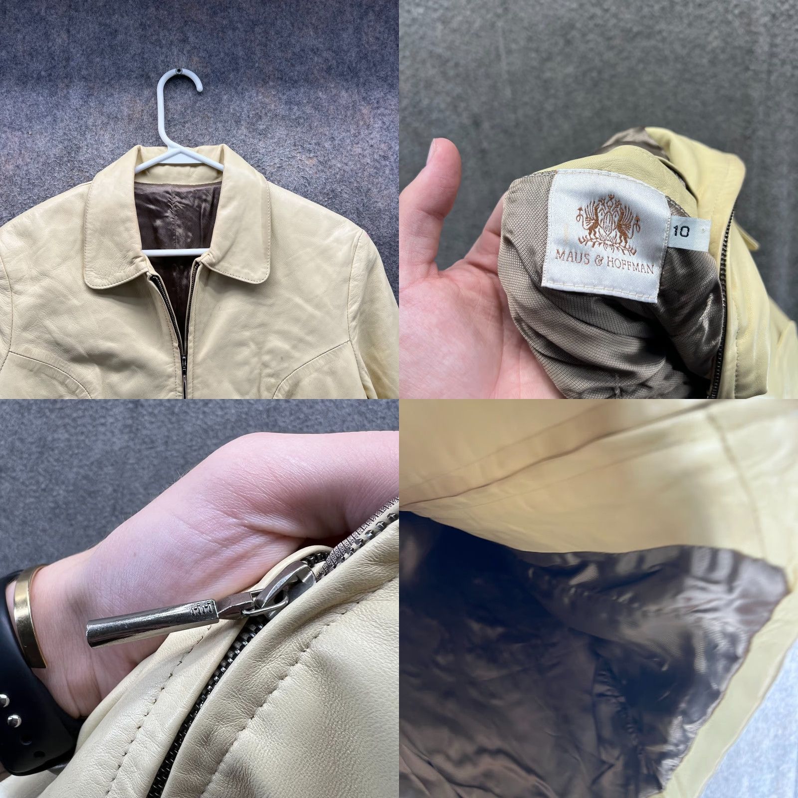 Vintage Maus & Hoffman Leather Jacket Women 10 Yellow Zip Front Pockets Italy Leather Lining Solid Vintage No Size L / US 10 / IT 46 - 8 Thumbnail
