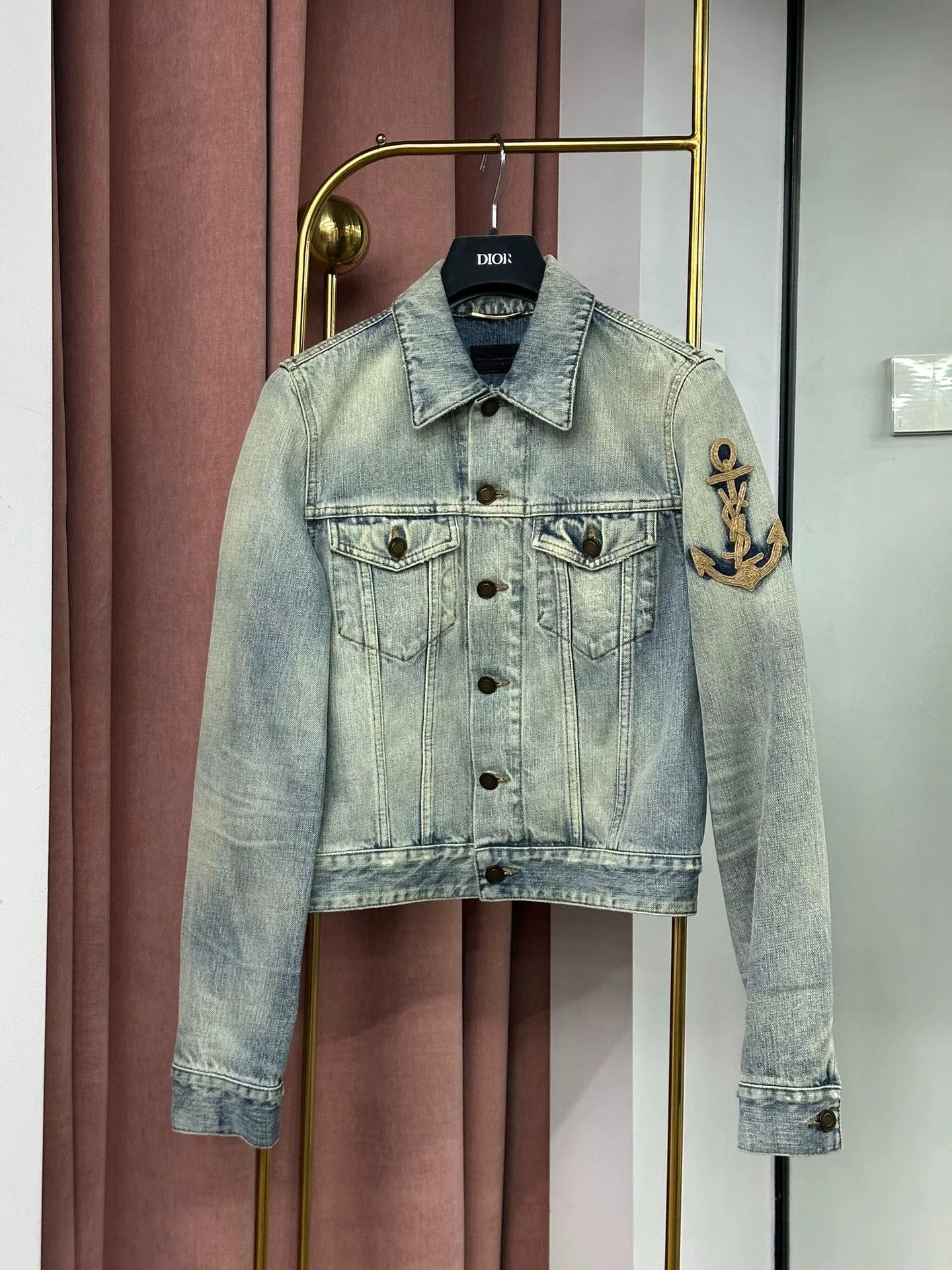 Saint Laurent Paris Saint Laurent Blue Denim Jacket w/Anchor Size M / US 6-8 / IT 42-44 - 1 Thumbnail