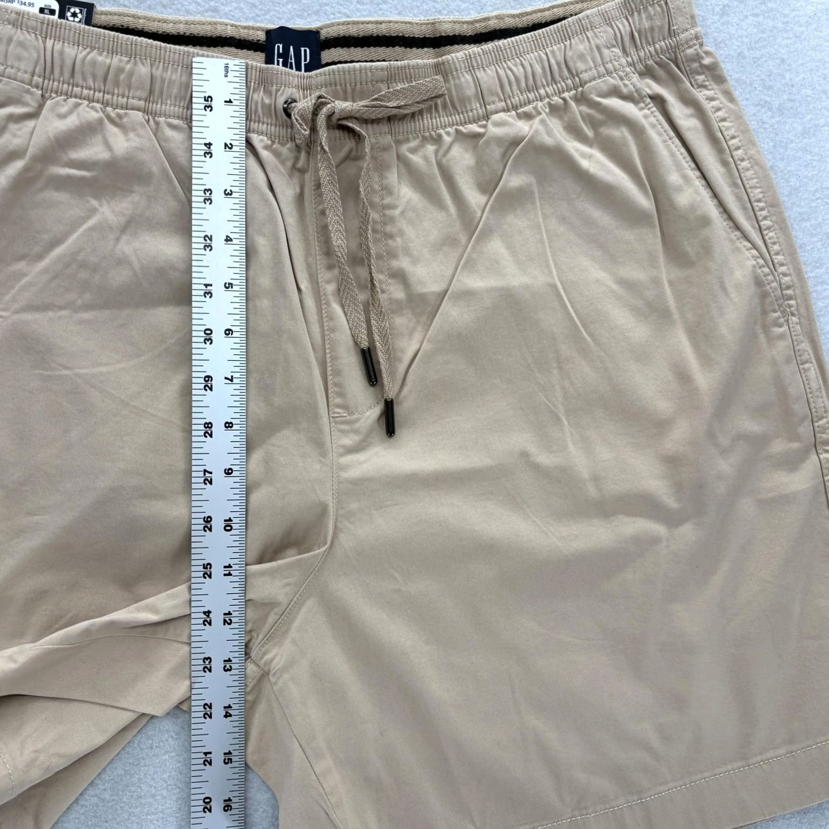 Gap Gap Shorts Mens XL Beige Pull On Chino Elastic Waist Stretch 7" Summer Casual Size US 36 / EU 52 - 7 Thumbnail