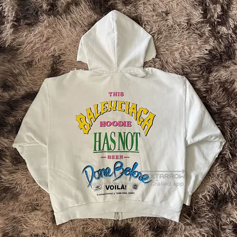 Balenciaga Balenciaga Back Colorful Foamed Slogan Logo Zip Hoodie Size US XS / EU 42 / 0 - 1 Thumbnail