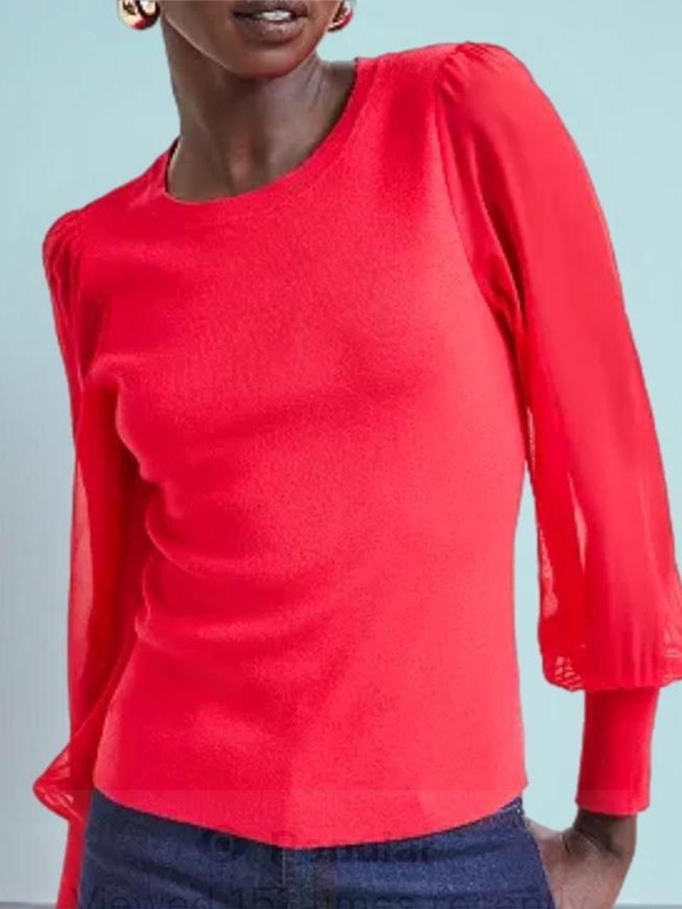 I.N.C I.N.C. International Concepts Women's Sheer-Sleeve Sweater Size L / US 10 / IT 46 - 1 Thumbnail
