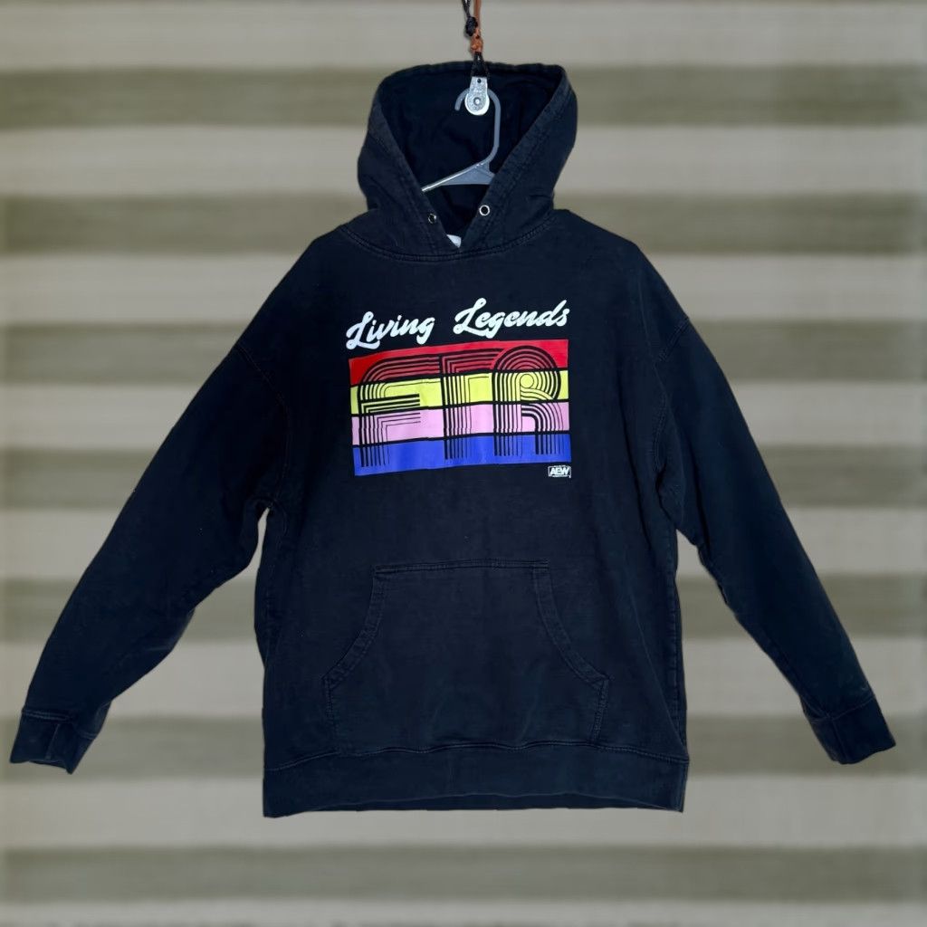 AEW Wrestling Living Legends Graphic Print Hoodie Men's XL Black