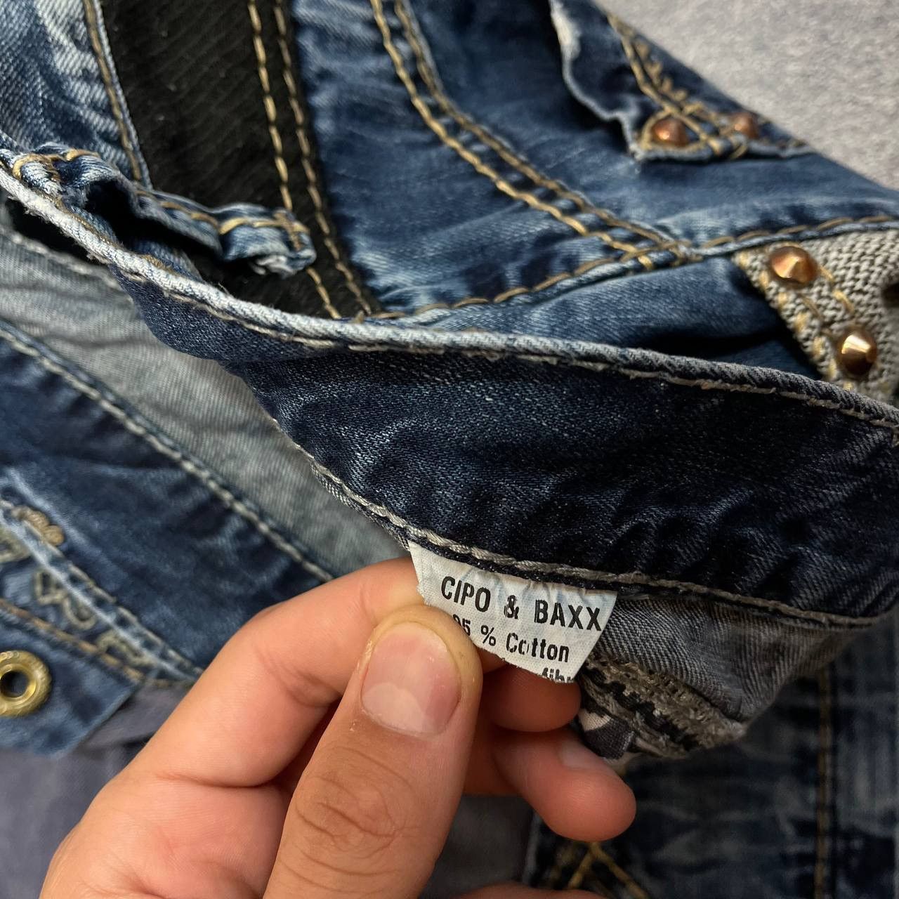 Vintage Vintage Cipo Baxx Jeans Patchwork Big Logo Flared Japanese Size US 34 / EU 50 - 4 Thumbnail