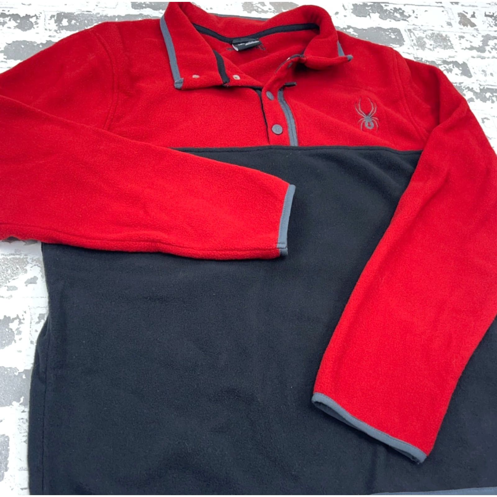 Spyder Spyder Sweater Men Large Red Black Fleece Pullover Colorblock Mock Neck Winter Casual Adventure Sweatshirt Shirt? Size US L / EU 52-54 / 3 - 4 Thumbnail