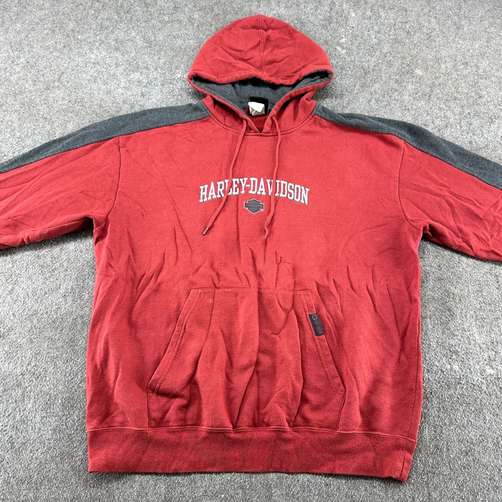 Harley Davidson VINTAGE Harley-Davidson Hoodie Mens L Red Pullover Sweatshirt Cotton Stripe Y2K Size US L / EU 52-54 / 3 - 3 Thumbnail