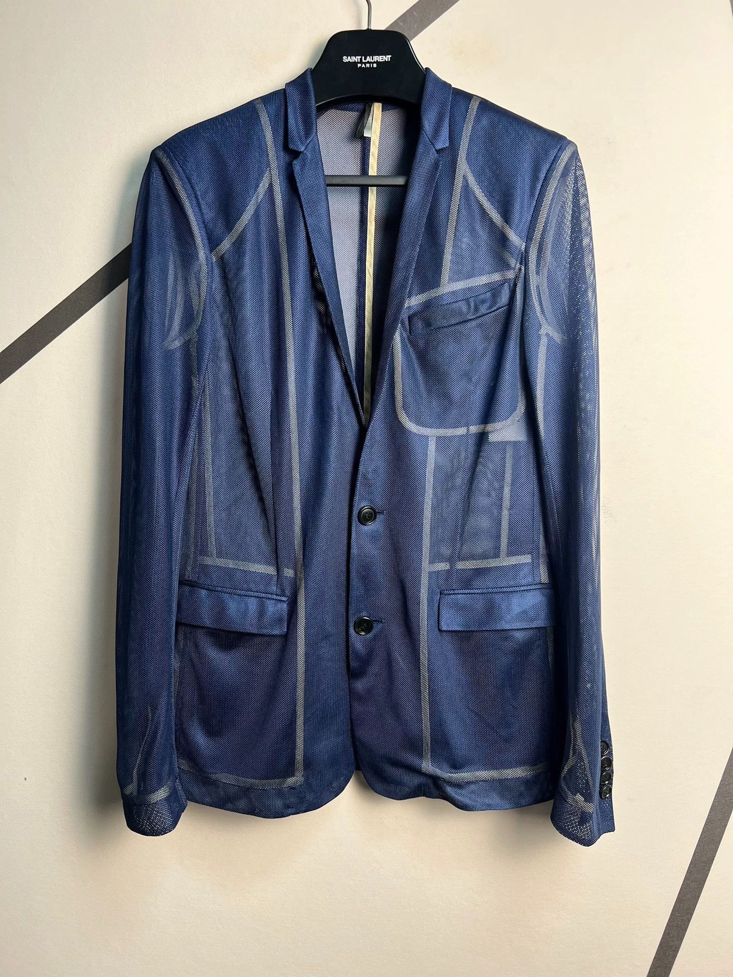 Dior Dior blue fishnet semi-sheer blazer Size 44R - 1 Thumbnail