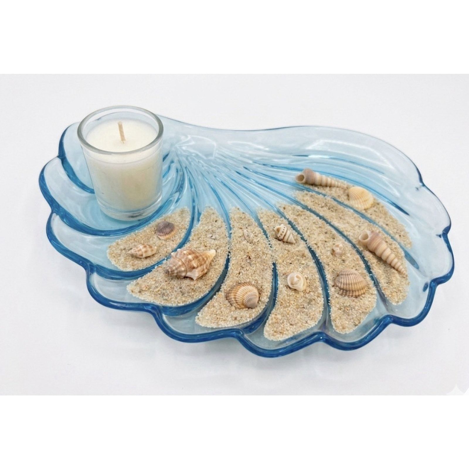 Other Hazel Atlas Vintage Capri Blue Sea Shell Snack Plates Size ONE SIZE - 3 Thumbnail