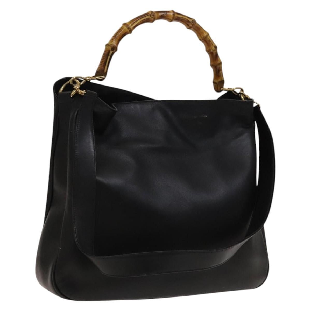 Gucci GUCCI Bamboo Shoulder Bag Leather Black Gold 001 1998 001 Size ONE SIZE - 1 Thumbnail