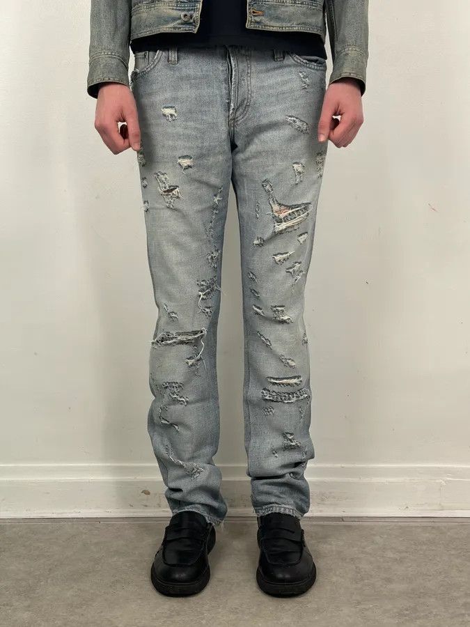 Dolce & Gabbana SS2005 Dolce & Gabbana Light Blue Denim Distressed Superman Jeans Size US 32 / EU 48 - 4 Thumbnail
