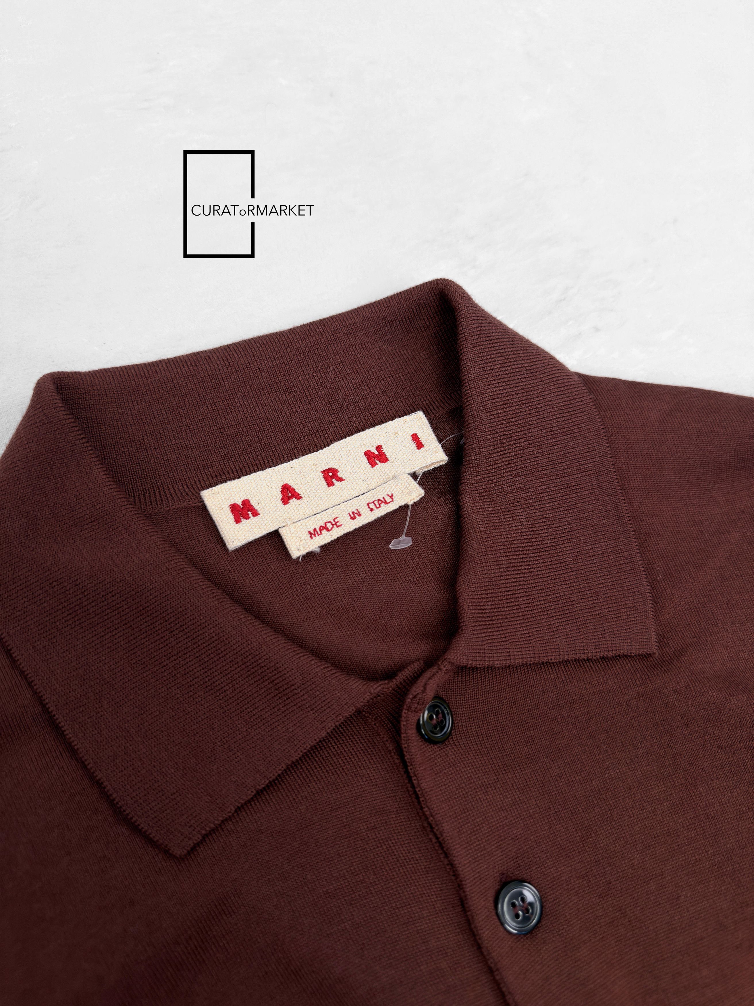 Marni EU48 Fine Knit Wool Blocks Polo Embroidered Stitch Logo FW24 Size US M / EU 48-50 / 2 - 10 Thumbnail